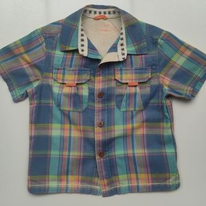 OshKosh B'gosh Boy's 5T Plaid Short Sleeve Button Down Shirt